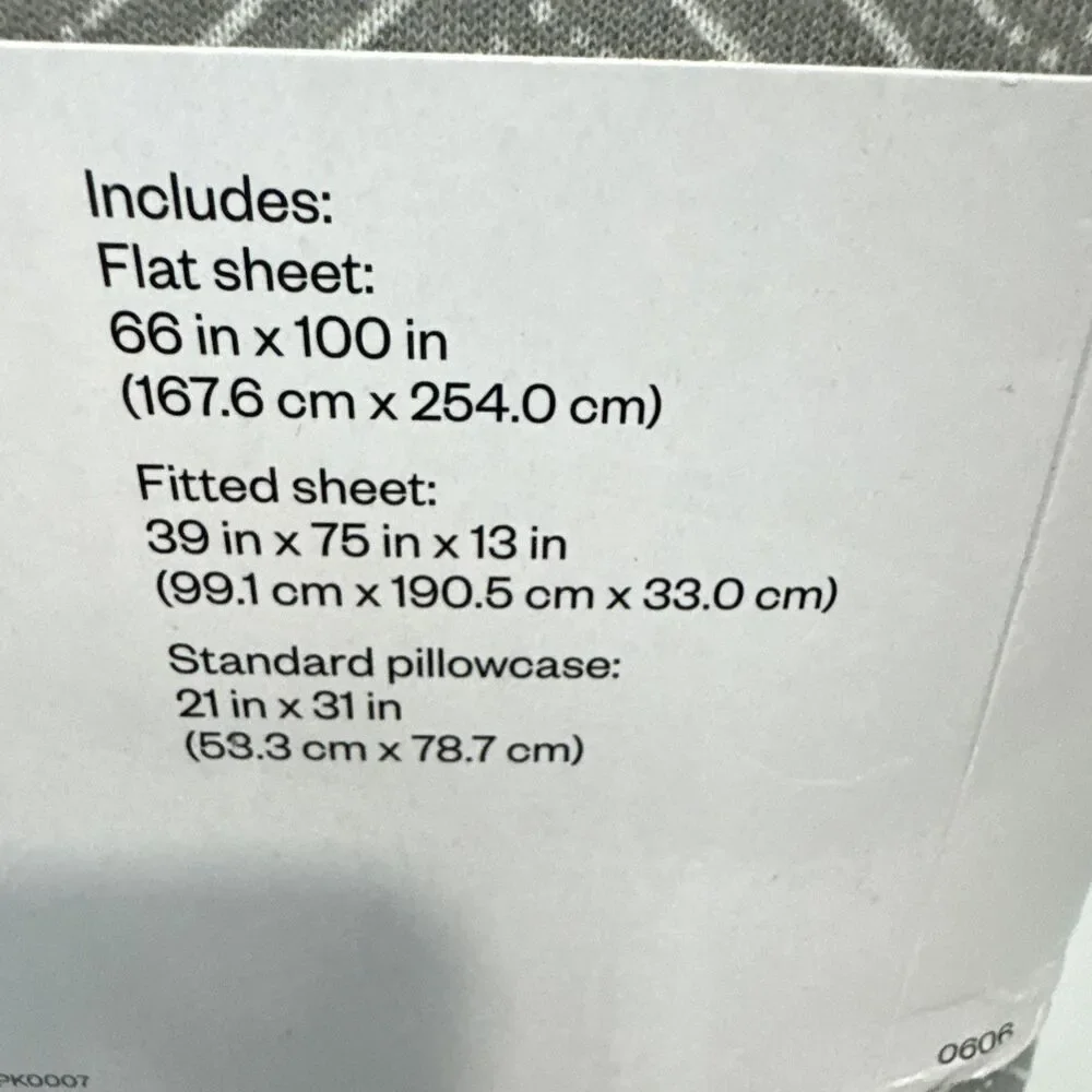 Room Essentials Twin Sheet Set Jersey Gray cotton herringbone NEW standard otex